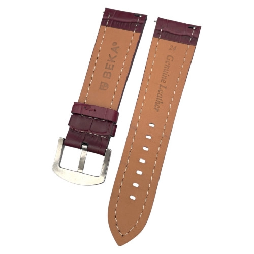 24 mm Spor S Kroko Bordo Deri Saat Kordonu